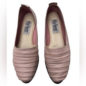 LJ Simone Blush Pink Leather Pleated Flats